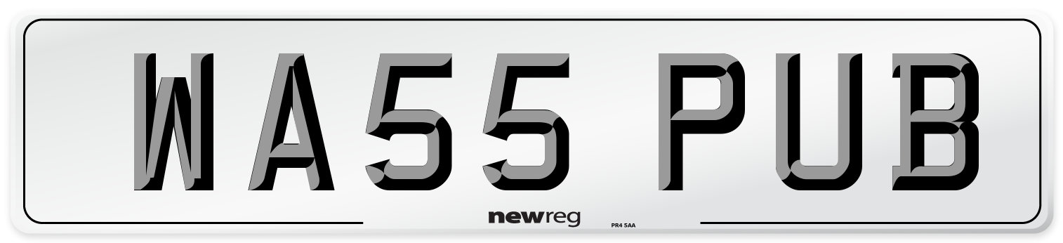 WA55 PUB Number Plate from New Reg